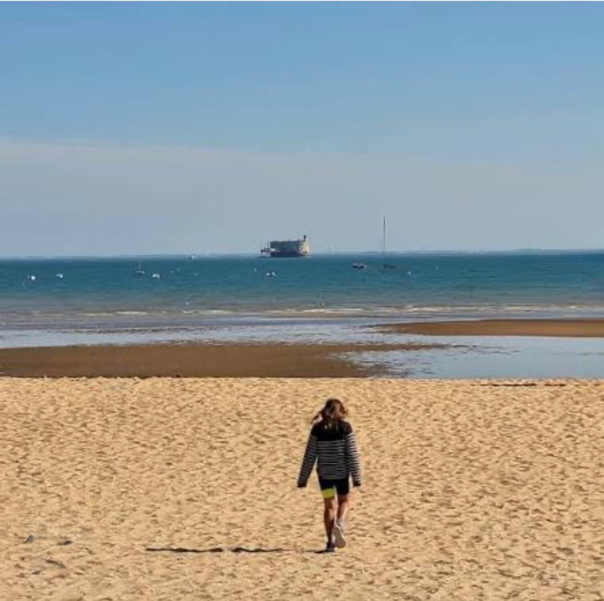 Fort Boyard vu depuis la plage des Saumonards