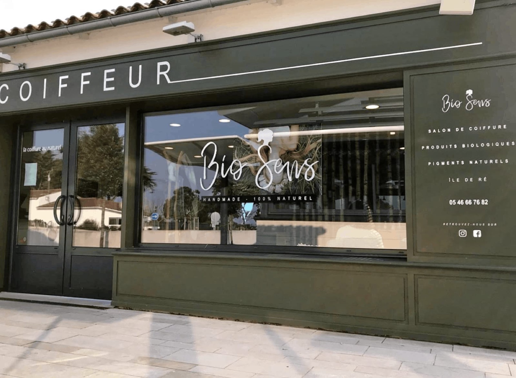 Façade du salon de coiffure Bio Sens à Rivedoux-Plage