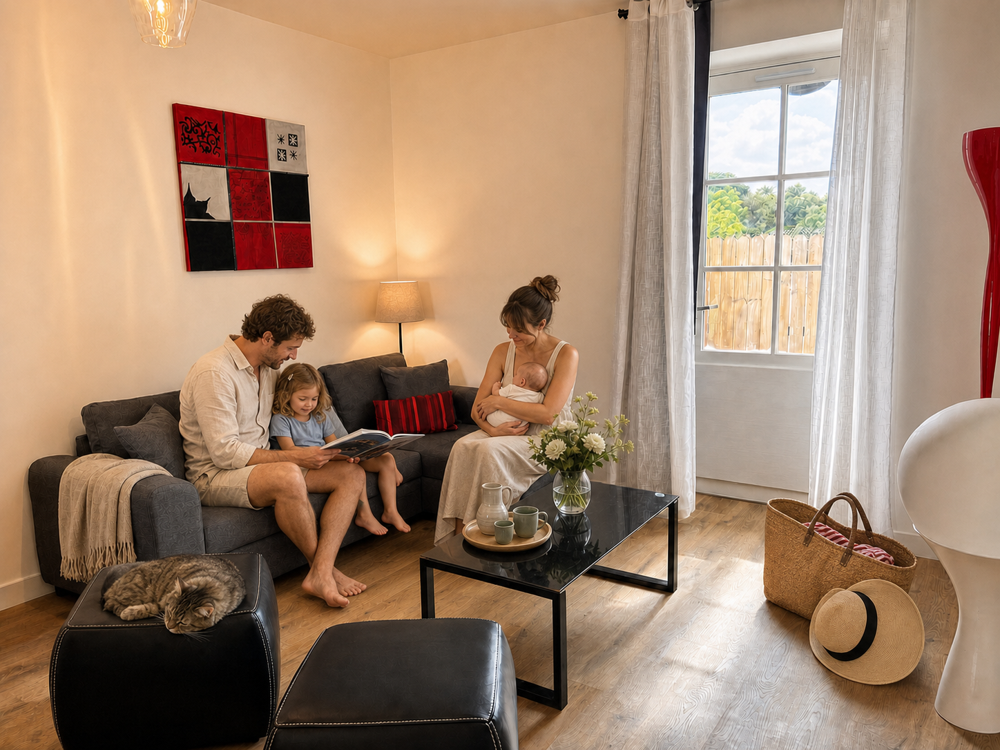 Moment calme avec un bébé dans une maison Beaux Rivages