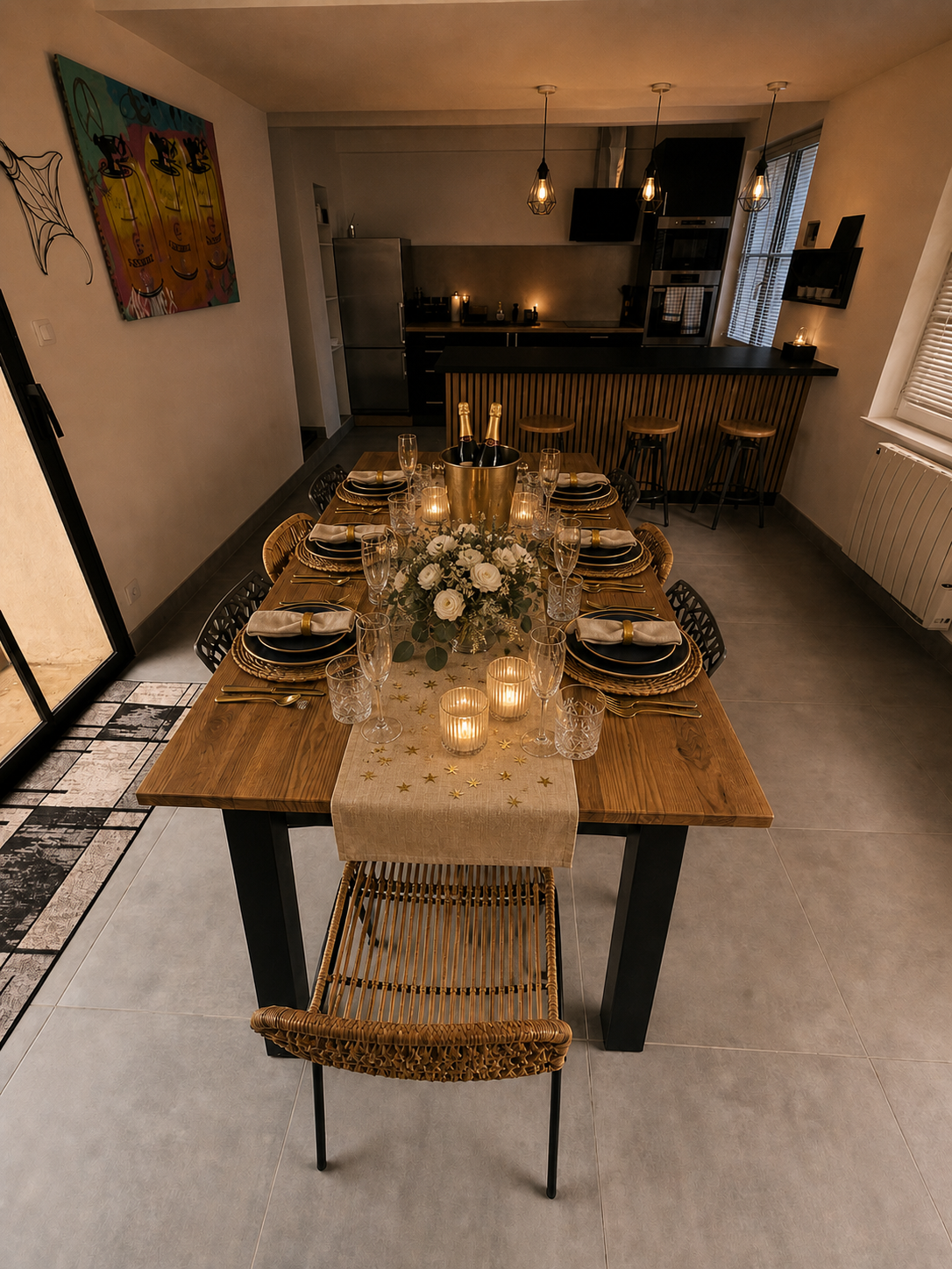 Table du Nouvel An dressée à Villa Raie Manta